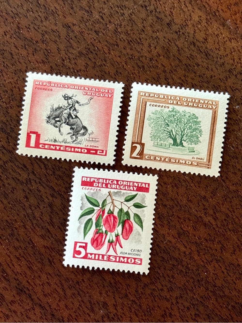 1954 Uruguay Postage Stamps Set - Ceibo Flower, La Doma, El Ombú Tree